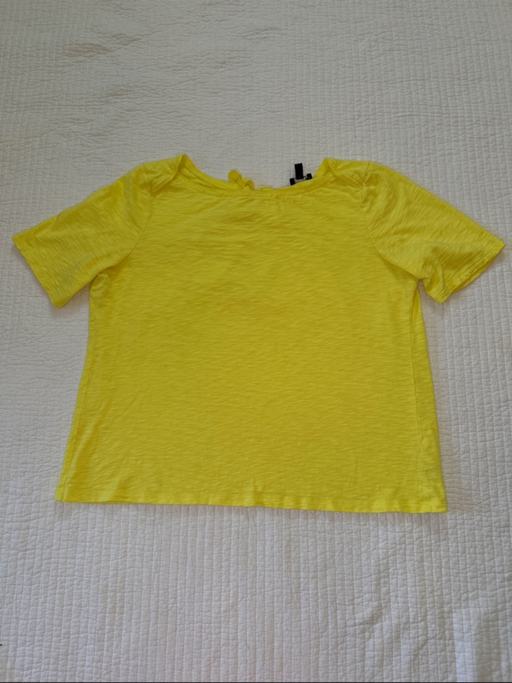 Talbots Yellow Short Sleeve Crewneck Tee With Bow Back Size Size M